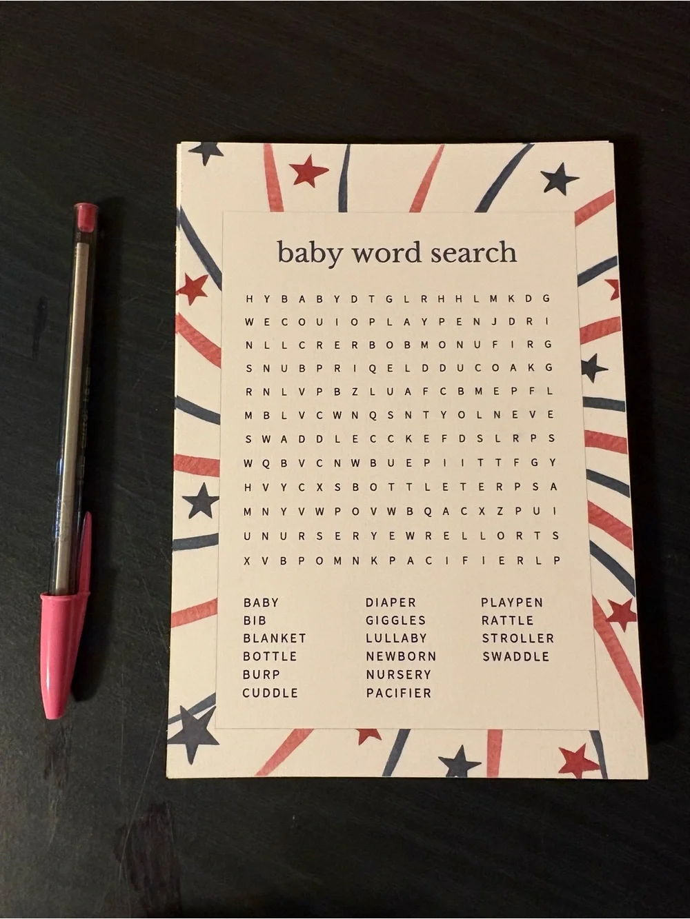 Baby Word Search Game - Red & Blue 30 cards